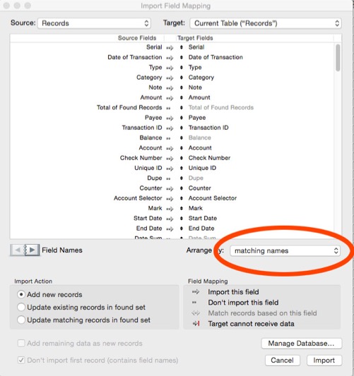 Matching Names hilite